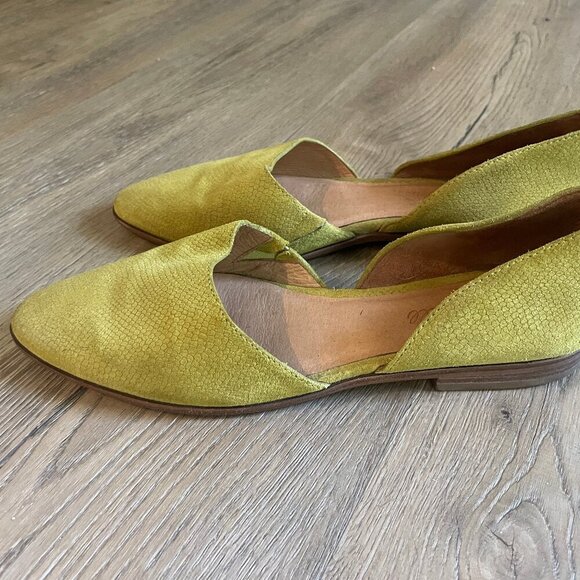 Madewell The Marisa D’Orsay Embossed Yellow Suede Flat Size 8 Fall - Picture 2 of 10